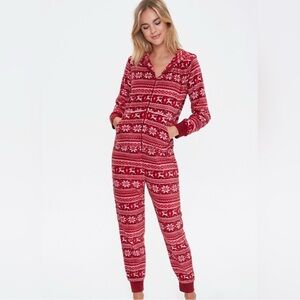 Forever 21 Festive Hooded Pajama Jumpsuit